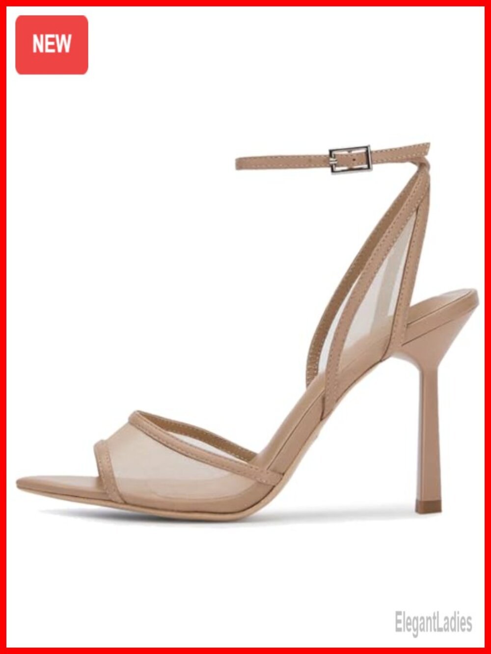 Women's Mesh Slingback Peep Toe Kitten Heel Sandals Ankle Buckle